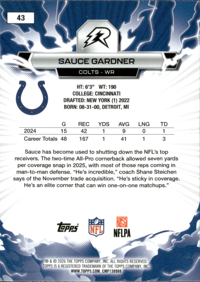 Sauce Gardner card back