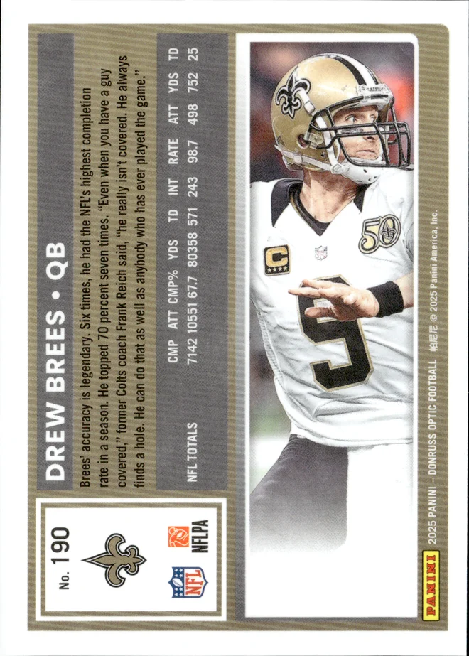 Drew Brees card back
