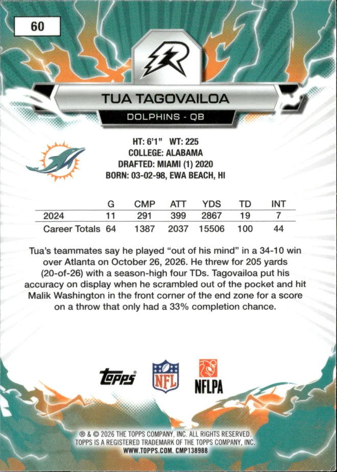 Tua Tagovailoa card back