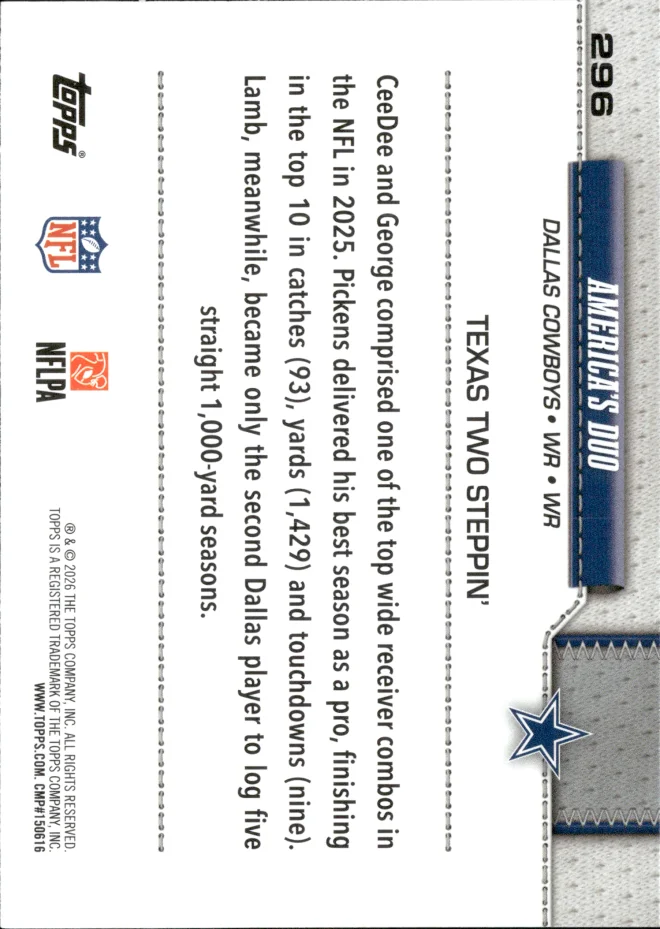 CeeDee Lamb & George Pickens card back