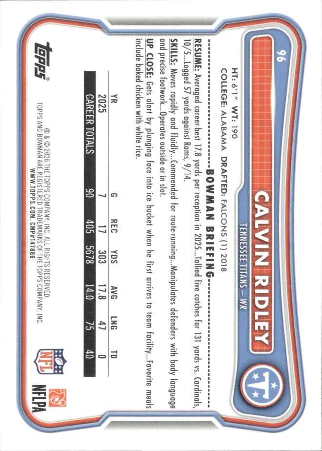 Calvin Ridley card back