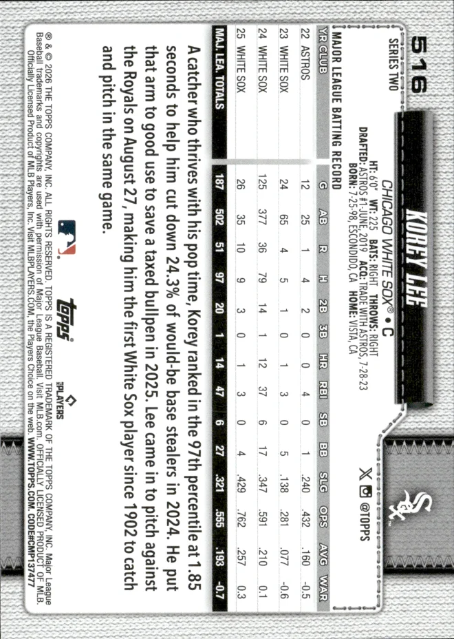 Korey Lee card back