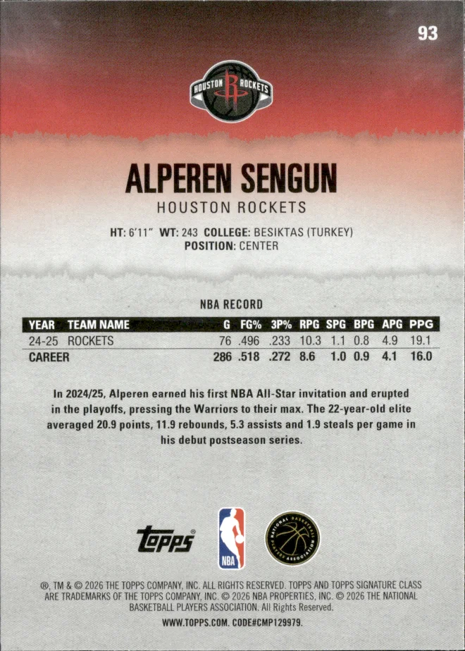 Alperen Sengun card back