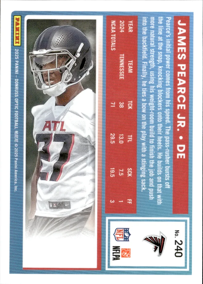 James Pearce Jr. card back