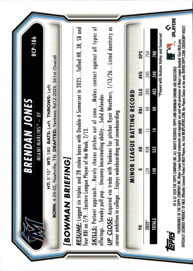 Brendan Jones card back
