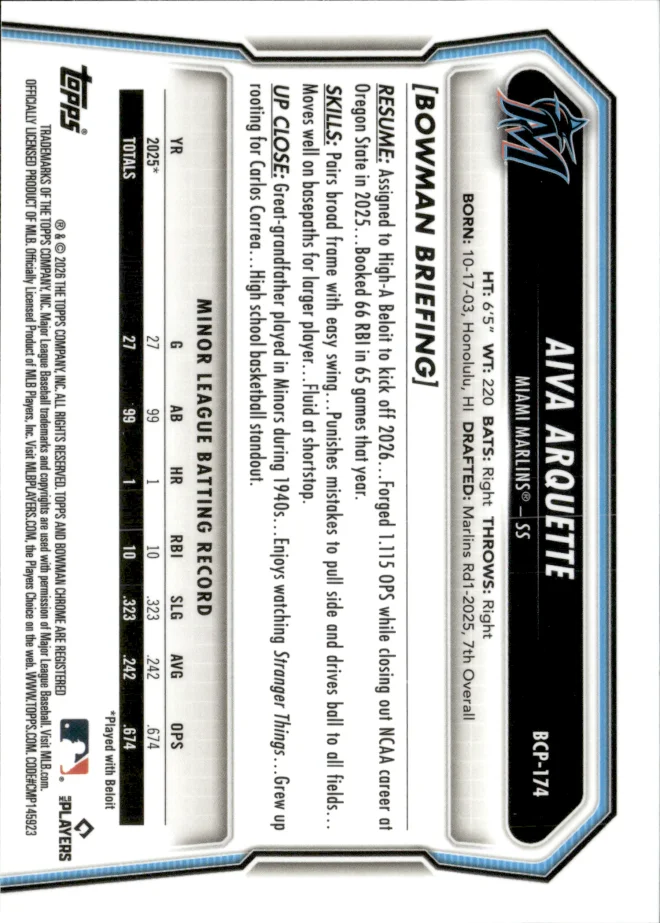 Aiva Arquette card back