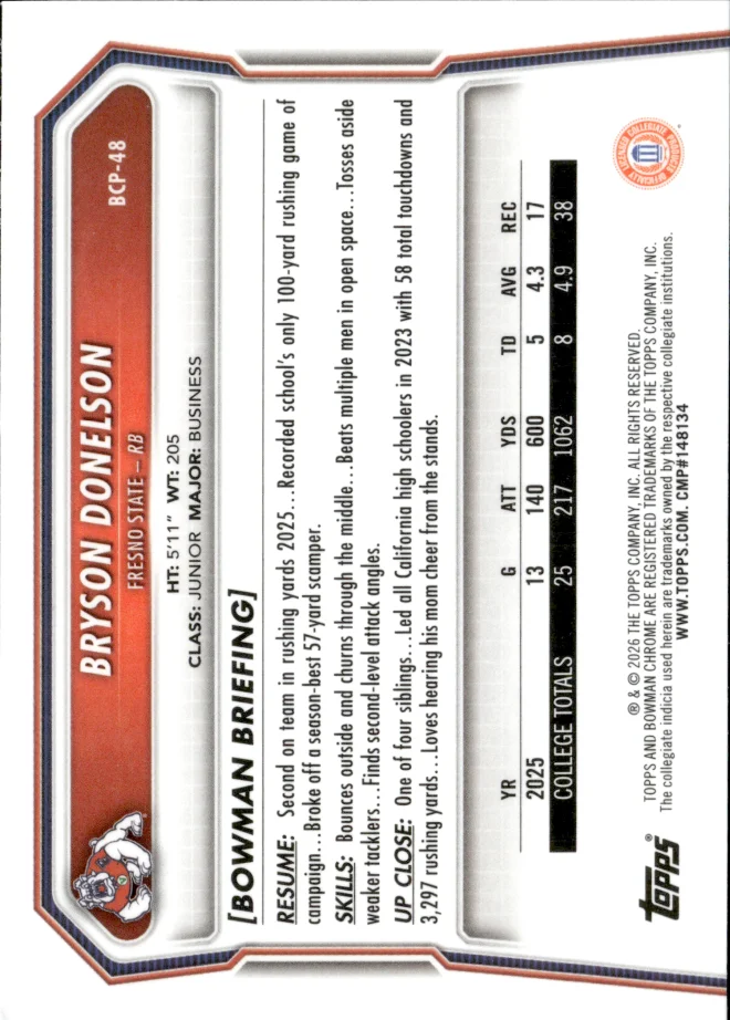 Bryson Donelson card back