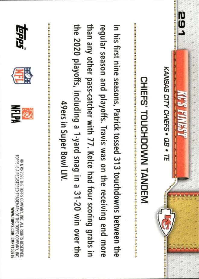 Patrick Mahomes / Travis Kelce card back