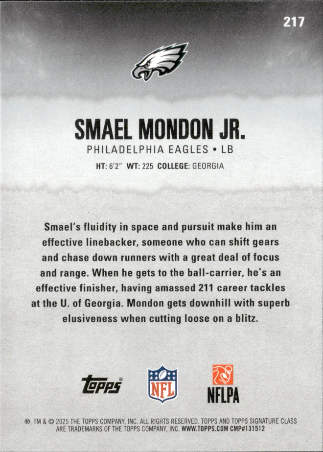 Smael Mondon Jr. card back