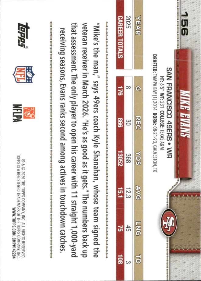 Mike Evans card back