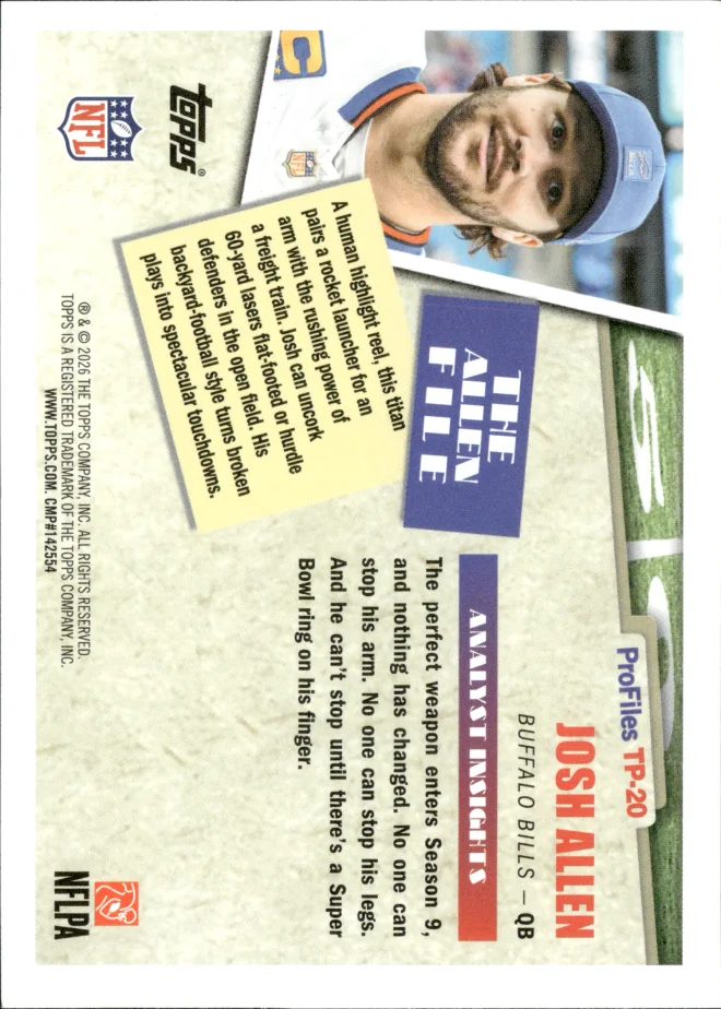 Josh Allen card back
