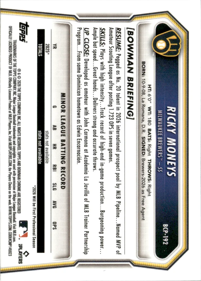 Ricky Moneys card back