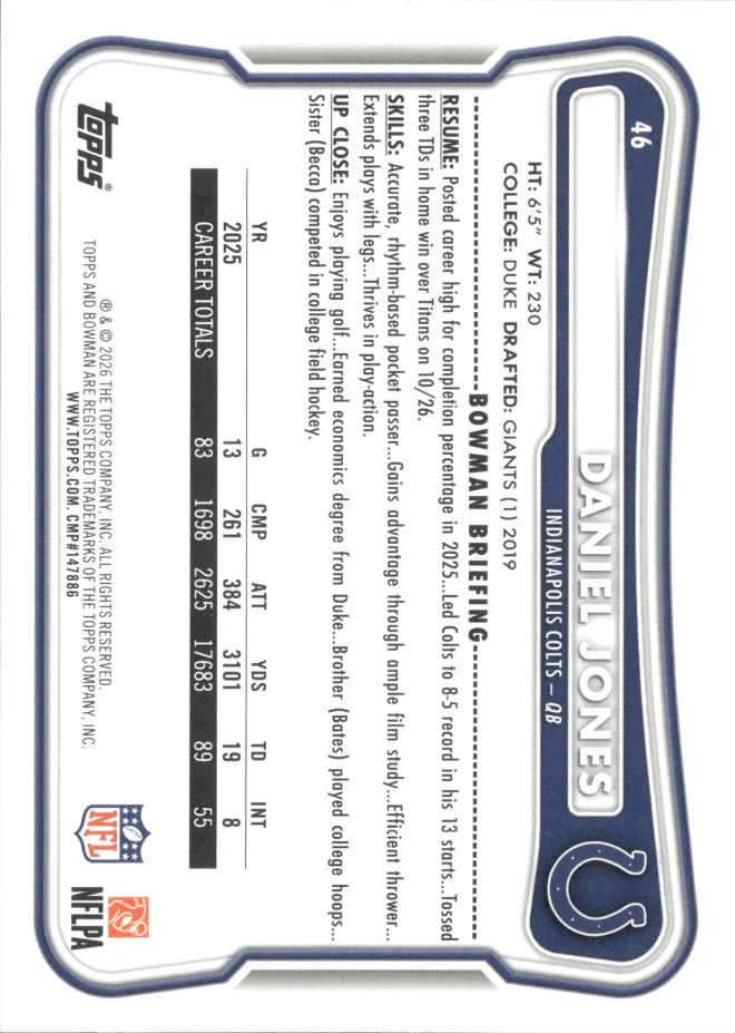 Daniel Jones card back