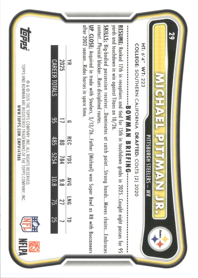 Michael Pittman Jr. card back