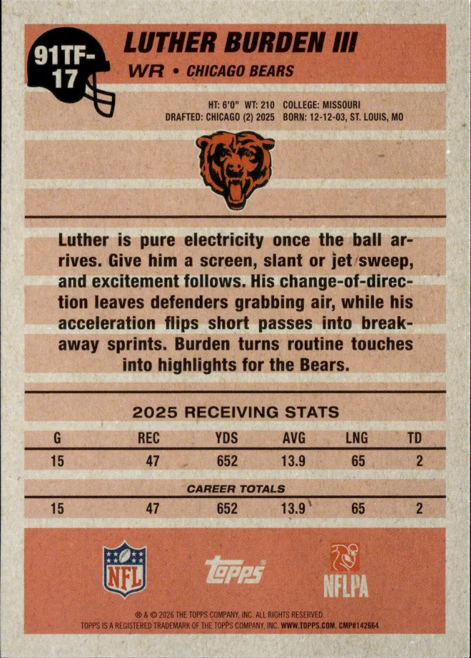 Luther Burden III card back