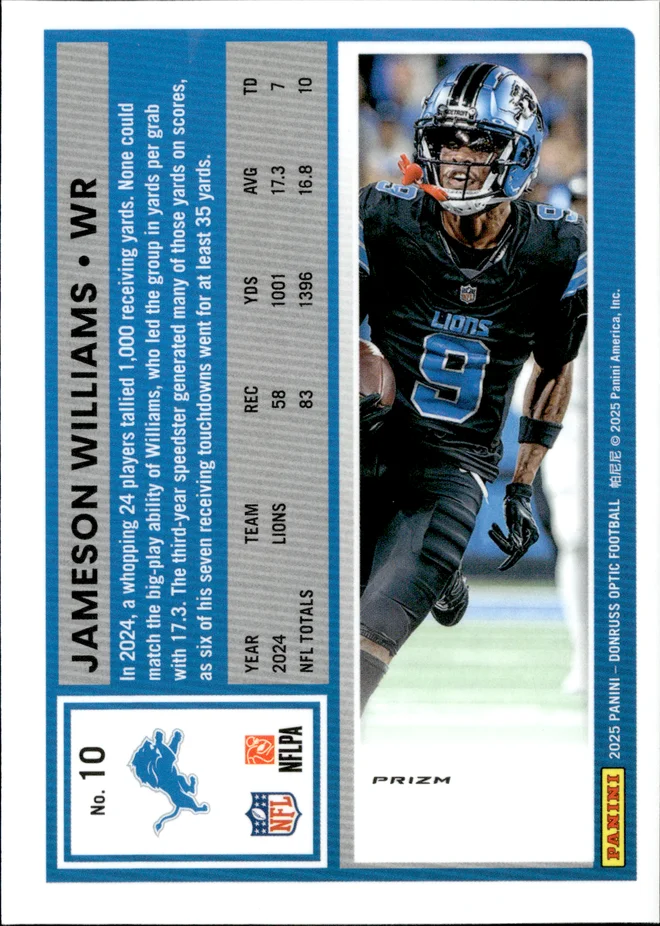 Jameson Williams card back