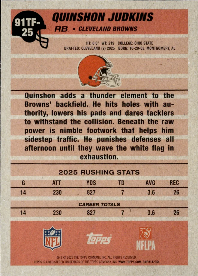 Quinshon Judkins card back