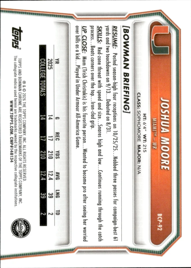 Joshua Moore card back