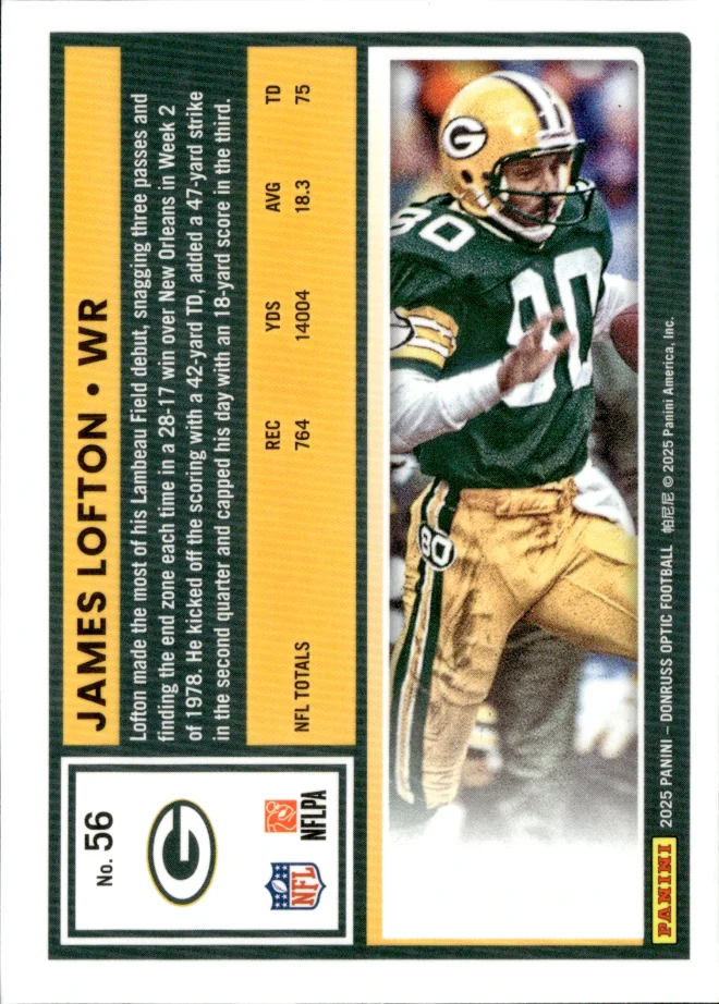 James Lofton card back