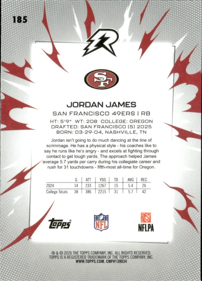 Jordan James card back