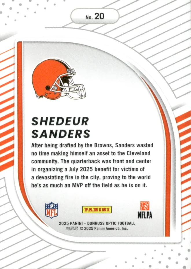 Shedeur Sanders card back