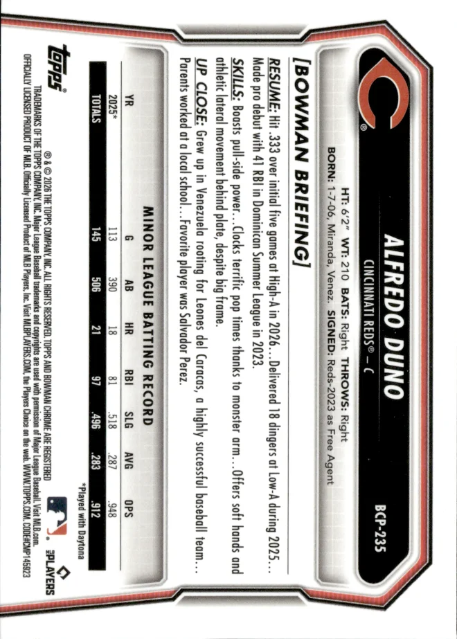 Alfredo Duno card back