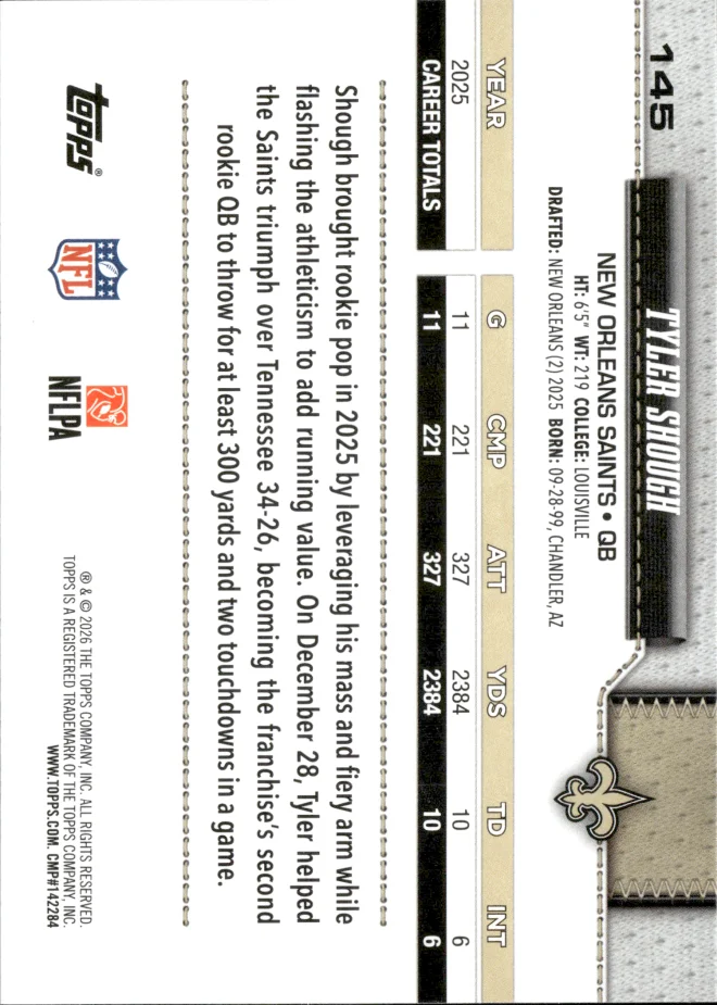 Tyler Shough card back