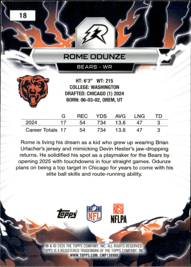 Rome Odunze card back