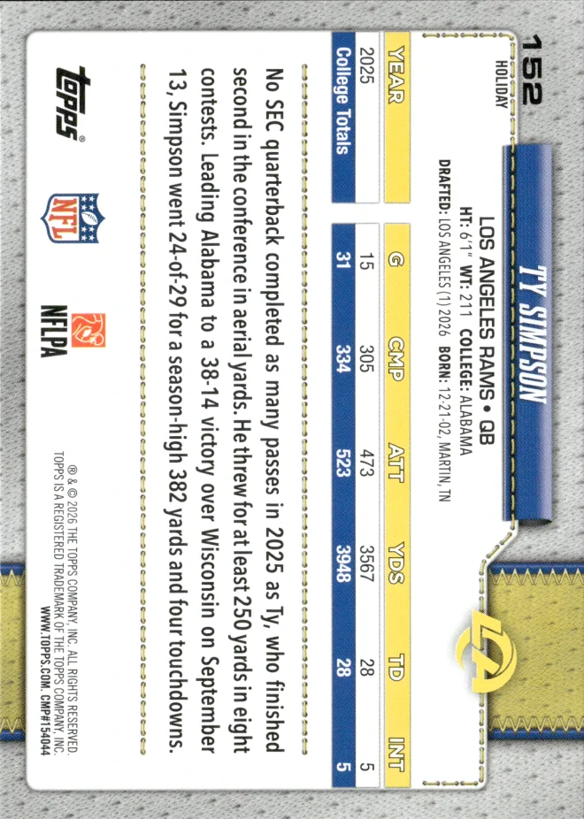 Ty Simpson card back