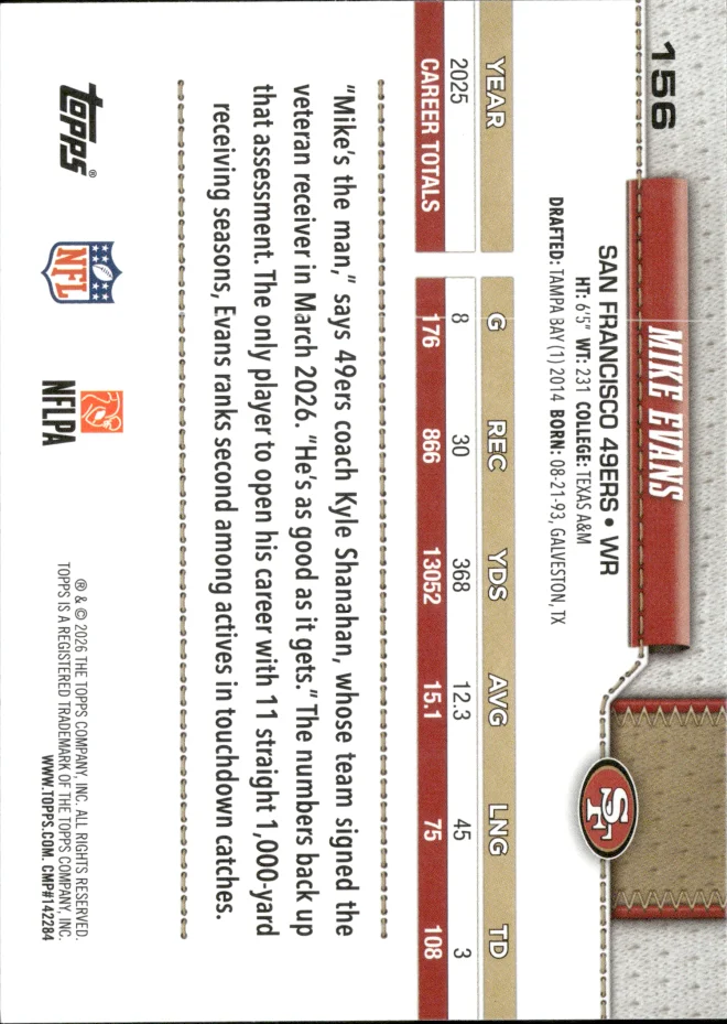 Mike Evans card back