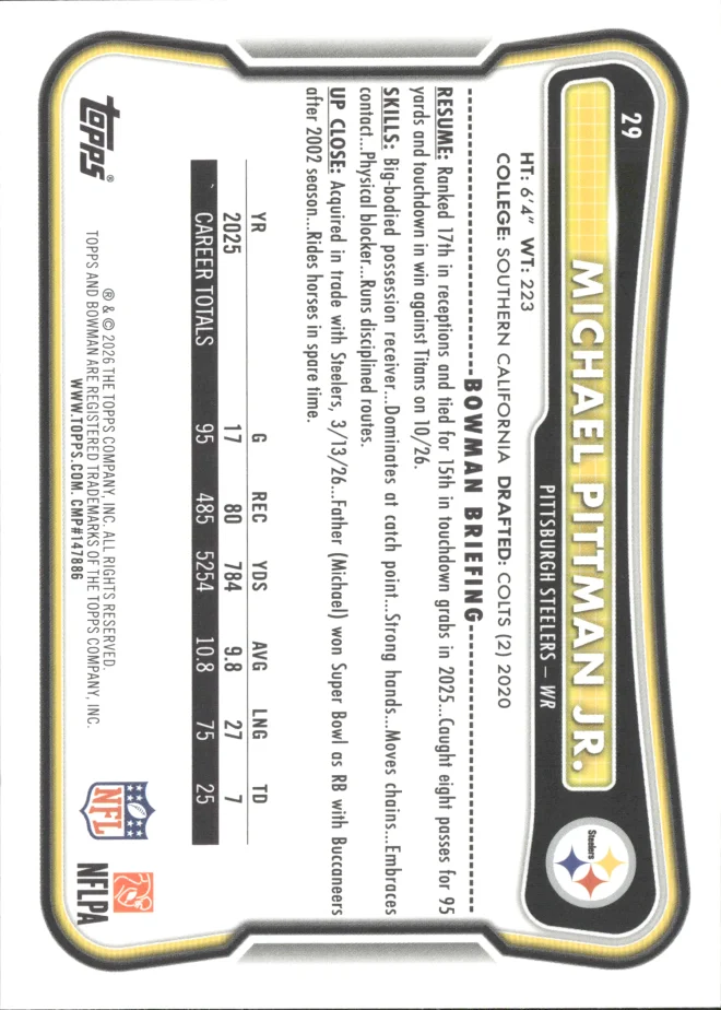 Michael Pittman Jr. card back
