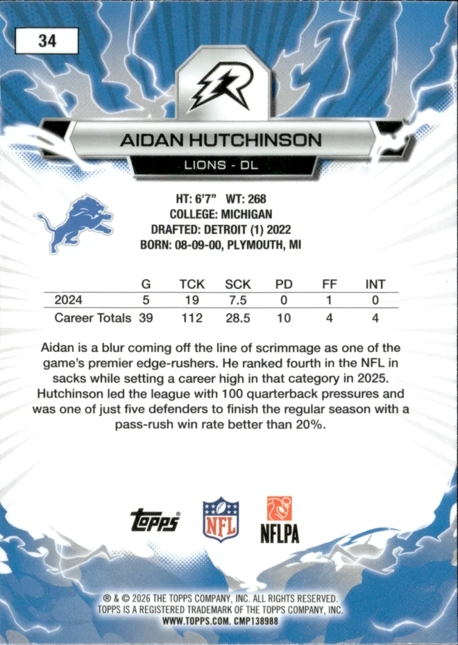 Aidan Hutchinson card back