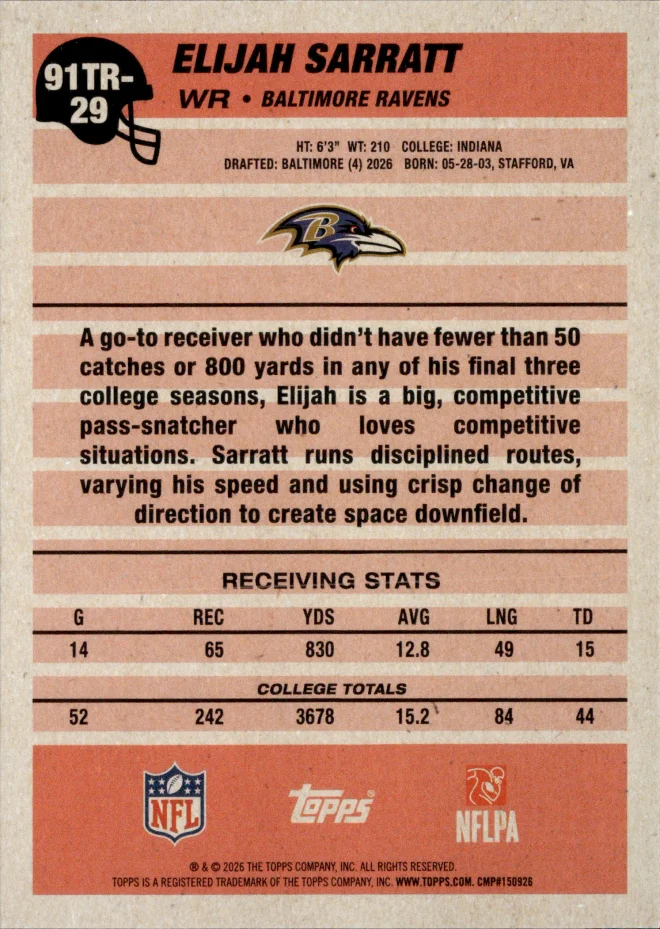 Elijah Sarratt card back