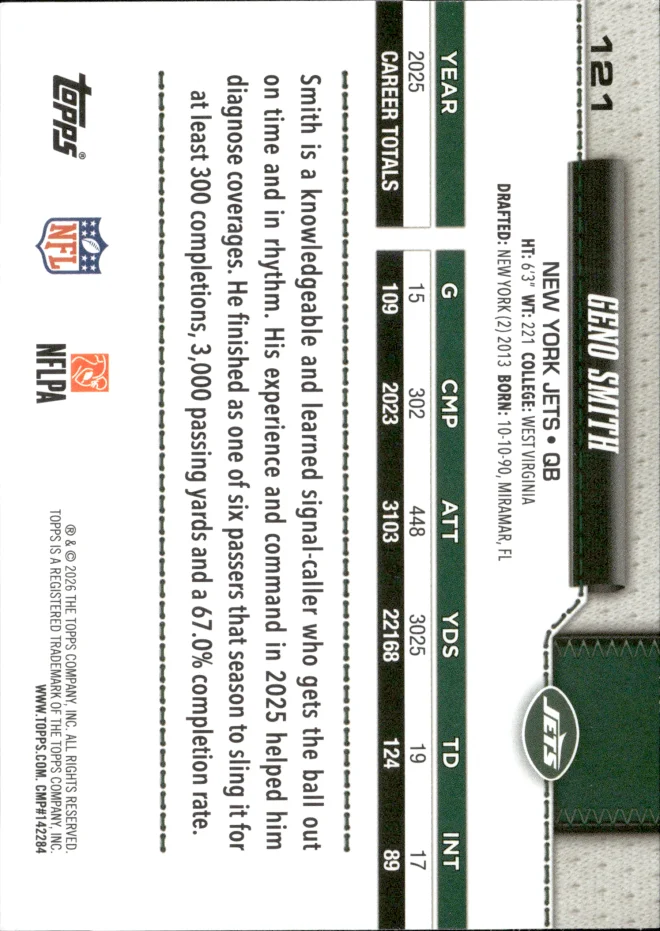 Geno Smith card back