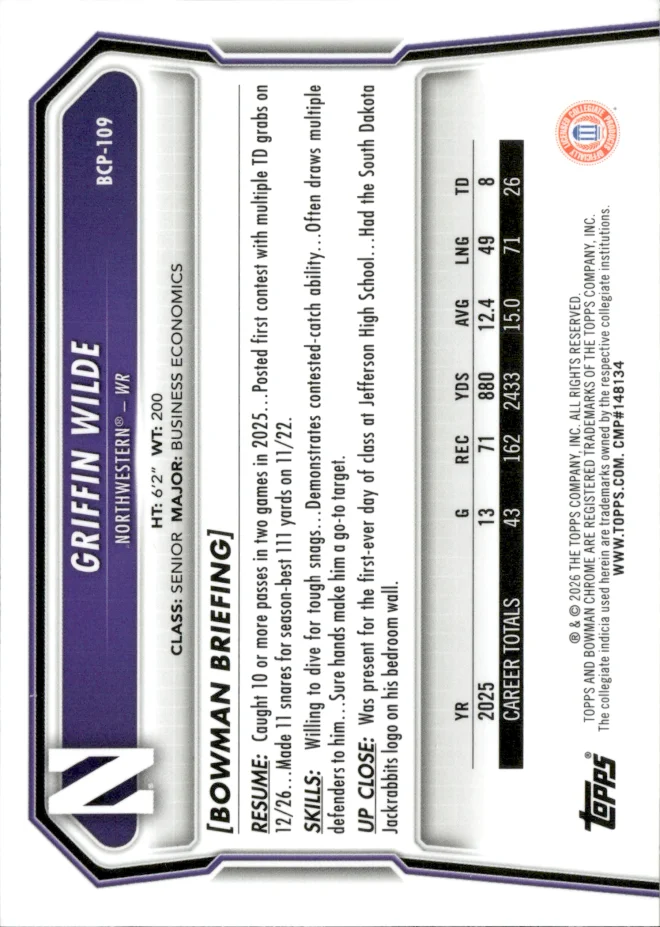 Griffin Wilde card back