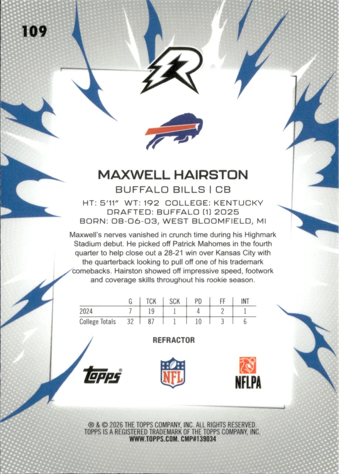 Maxwell Hairston card back