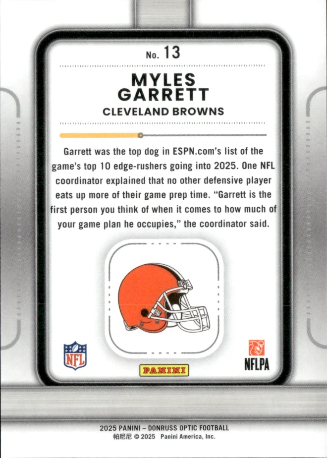 Myles Garrett card back