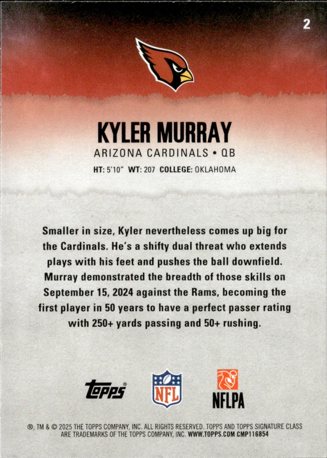 Kyler Murray card back