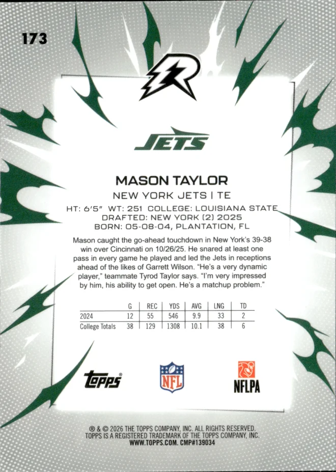 Mason Taylor card back