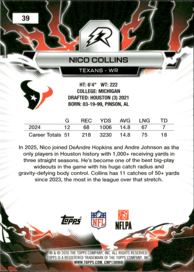 Nico Collins card back