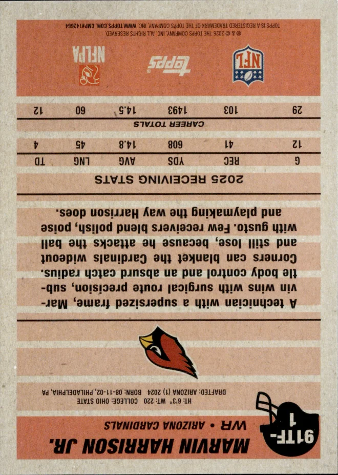 Marvin Harrison Jr. card back