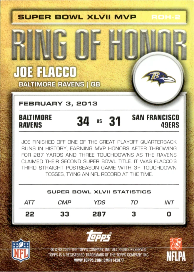 Joe Flacco card back