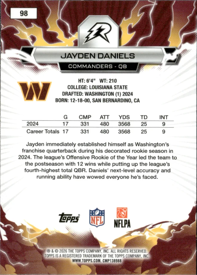 Jayden Daniels card back