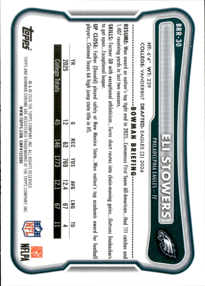 Eli Stowers card back