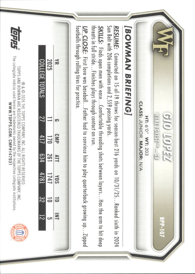 Gio Lopez card back