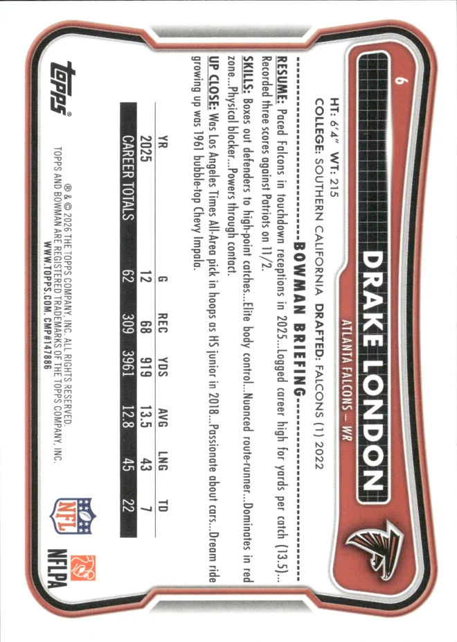 Drake London card back