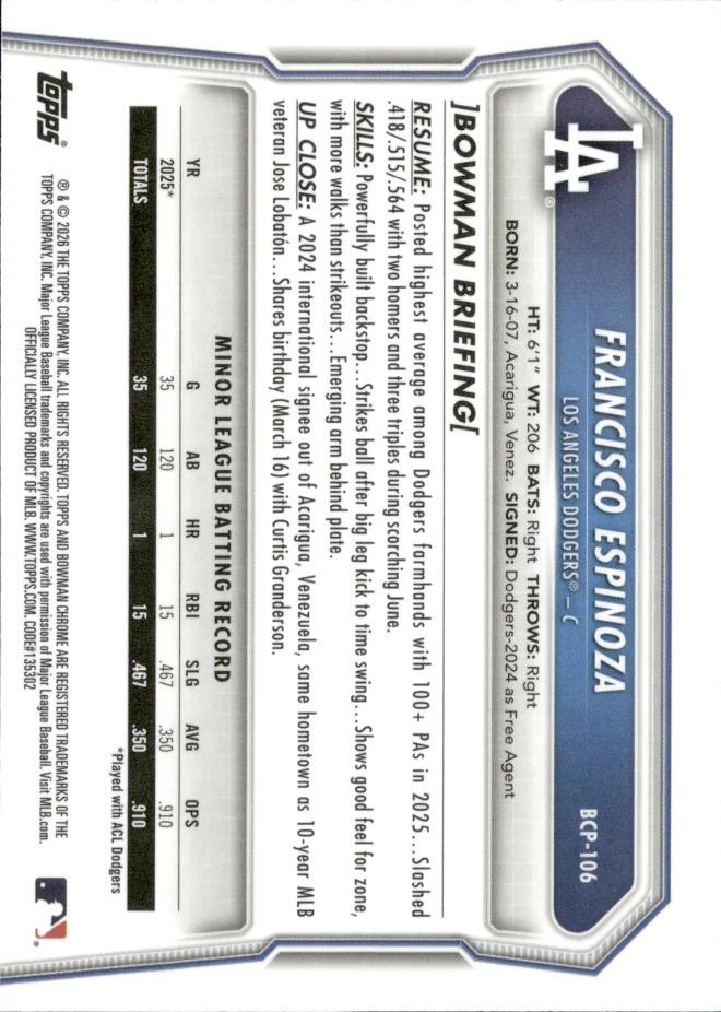 Francisco Espinoza card back