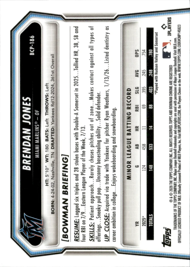 Brendan Jones card back