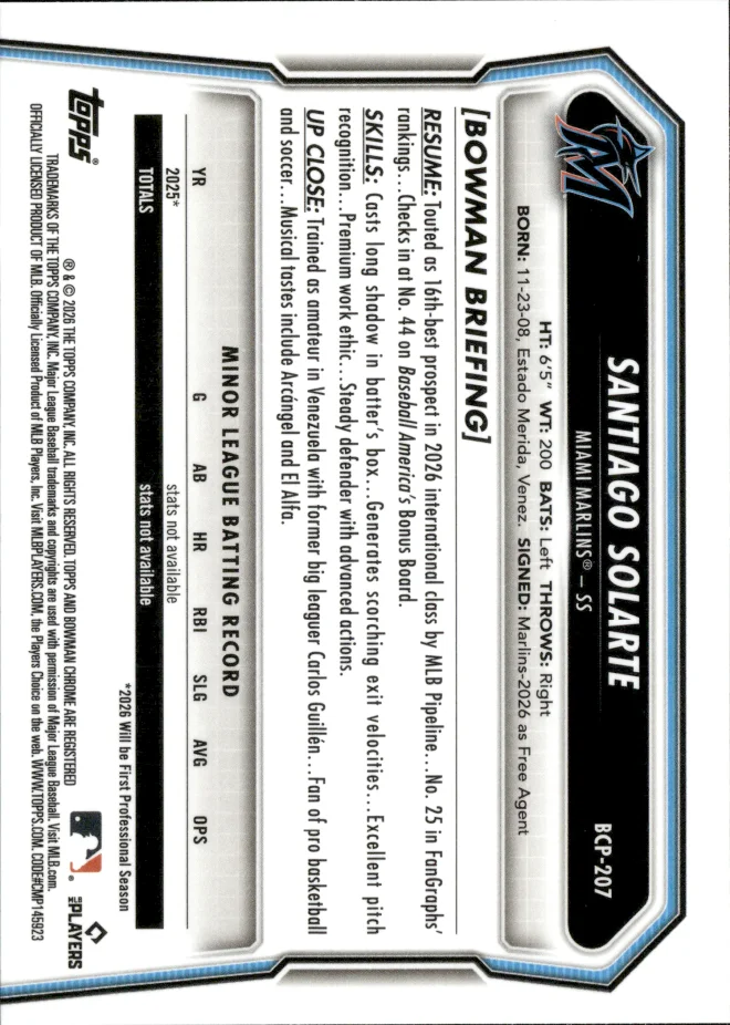Santiago Solarte card back