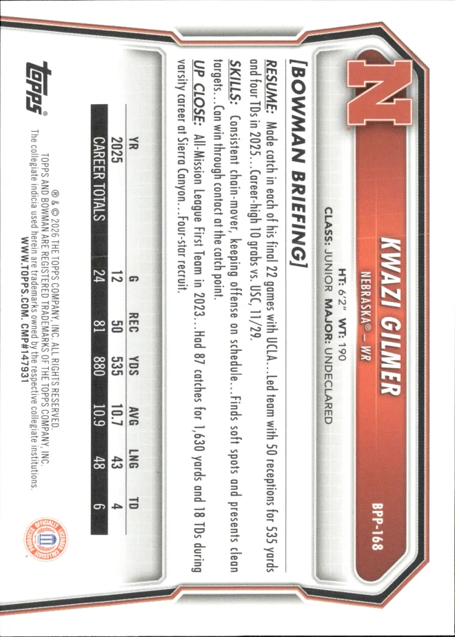 Kwazi Gilmer card back